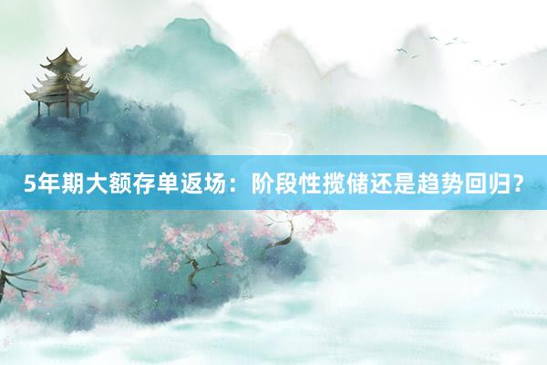 5年期大额存单返场：阶段性揽储还是趋势回归？