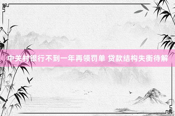 中关村银行不到一年再领罚单 贷款结构失衡待解