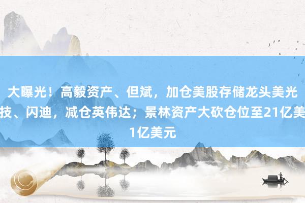 大曝光！高毅资产、但斌，加仓美股存储龙头美光科技、闪迪，减仓英伟达；景林资产大砍仓位至21亿美元