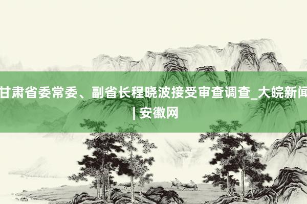 甘肃省委常委、副省长程晓波接受审查调查_大皖新闻 | 安徽网