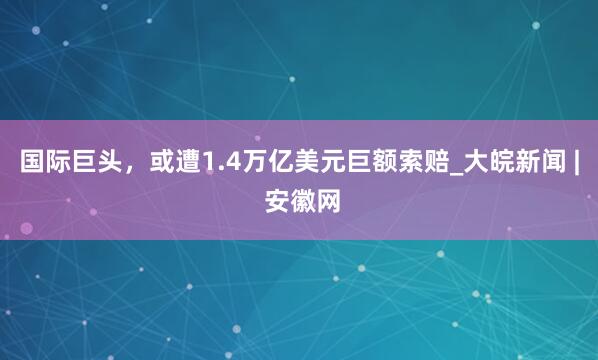 国际巨头，或遭1.4万亿美元巨额索赔_大皖新闻 | 安徽网