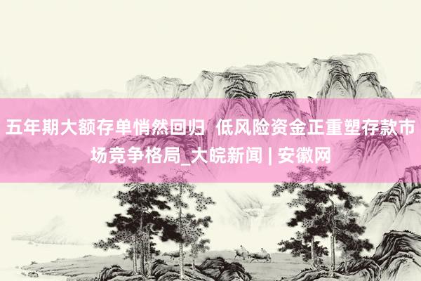 五年期大额存单悄然回归  低风险资金正重塑存款市场竞争格局_大皖新闻 | 安徽网