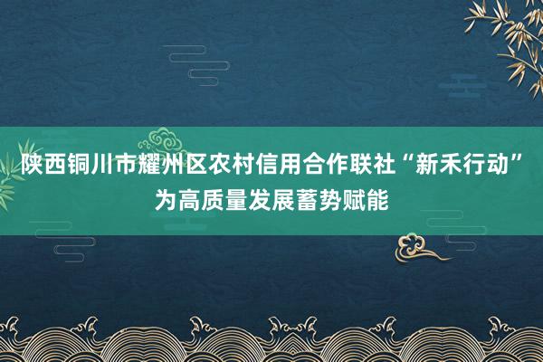 陕西铜川市耀州区农村信用合作联社“新禾行动”为高质量发展蓄势赋能