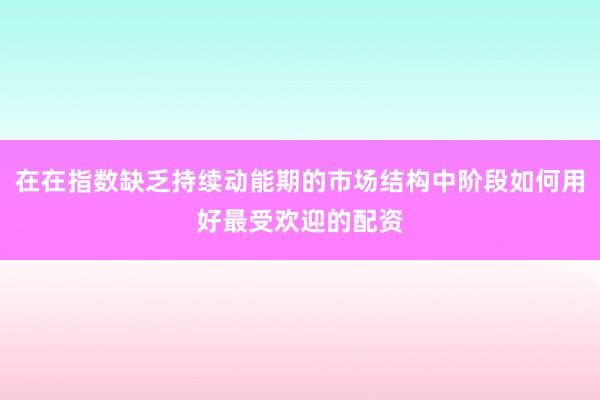 在在指数缺乏持续动能期的市场结构中阶段如何用好最受欢迎的配资