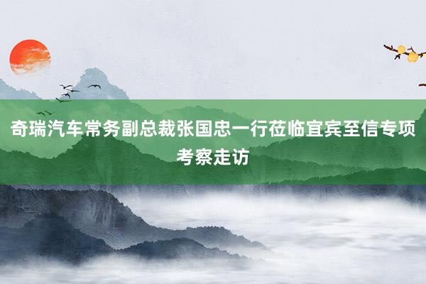 奇瑞汽车常务副总裁张国忠一行莅临宜宾至信专项考察走访