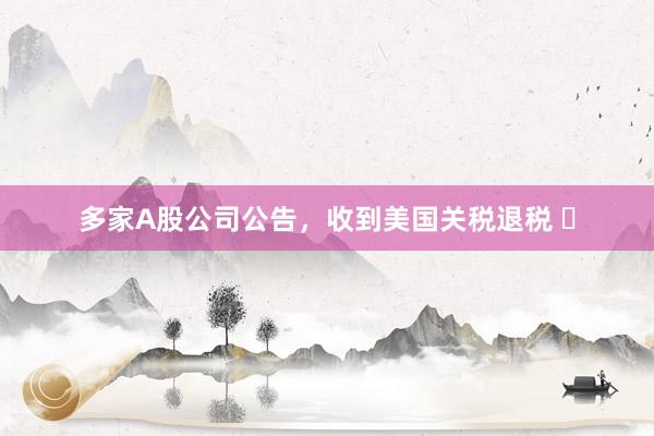 多家A股公司公告，收到美国关税退税 ​