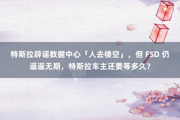 特斯拉辟谣数据中心「人去楼空」，但 FSD 仍遥遥无期，特斯拉车主还要等多久？