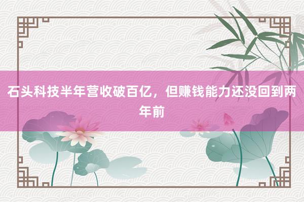 石头科技半年营收破百亿，但赚钱能力还没回到两年前