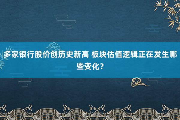 多家银行股价创历史新高 板块估值逻辑正在发生哪些变化？