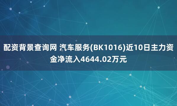 配资背景查询网 汽车服务(BK1016)近10日主力资金净流入4644.02万元