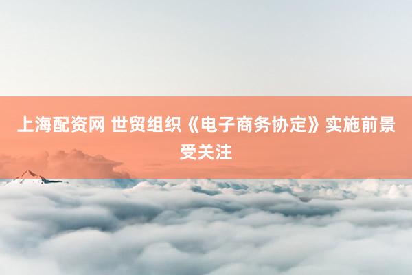 上海配资网 世贸组织《电子商务协定》实施前景受关注